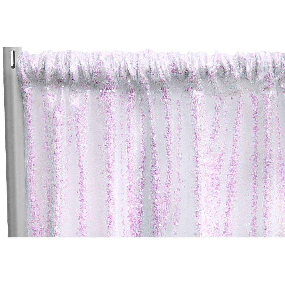 Glitz Sequin 12ft H x 52" W Drape/Backdrop panel - Iridescent White - CV Linens