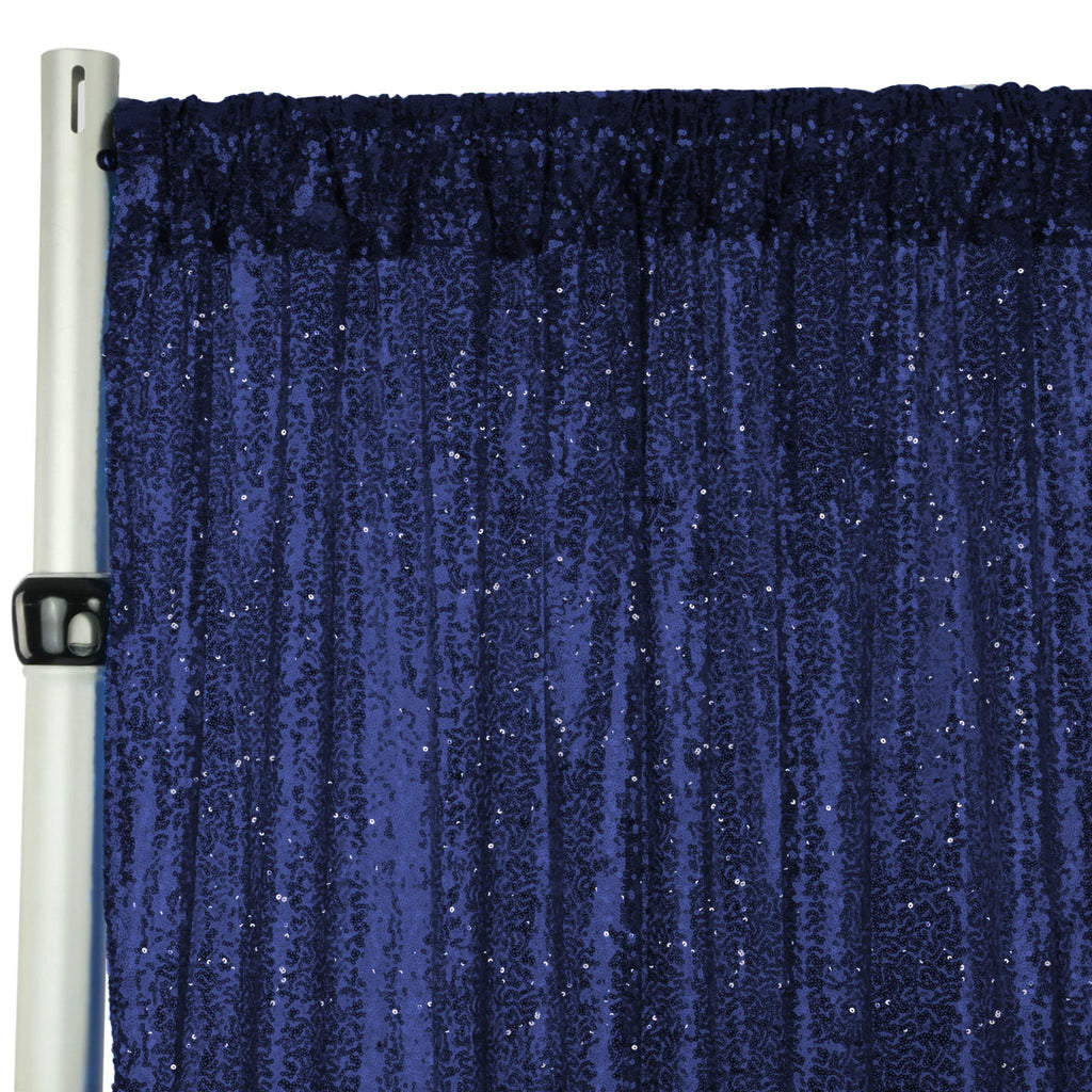 Glitz Sequin Mesh Net 12ft H x 52" W Drape/Backdrop panel - Navy Blue (New Tone)