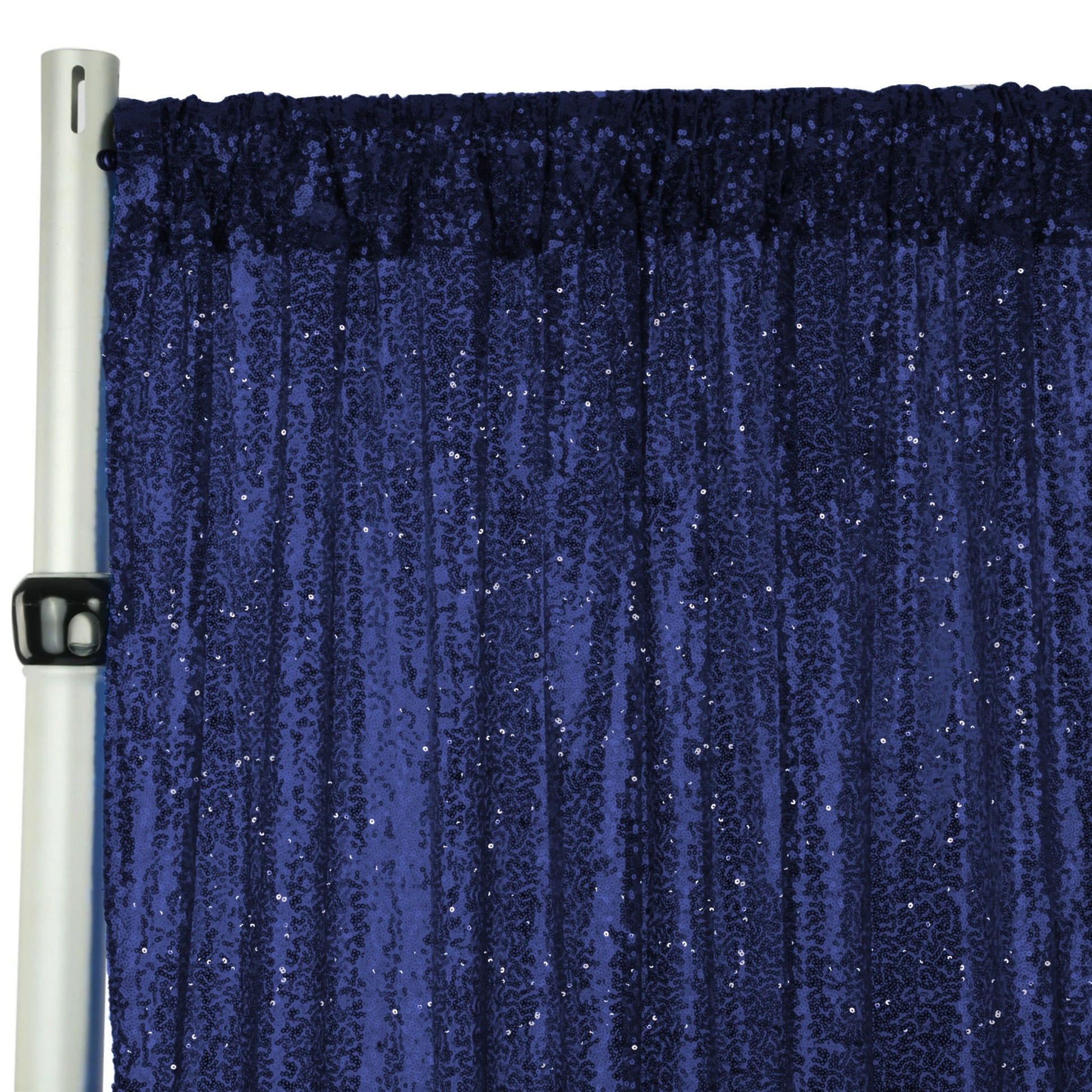 Glitz Sequin Mesh Net 12ft H x 52" W Drape/Backdrop panel - Navy Blue (New Tone)