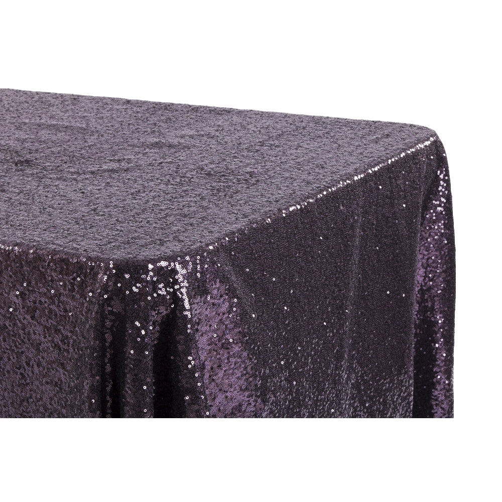 Glitz Sequin 90"x156" Rectangular Tablecloth - Eggplant/Plum - CV Linens