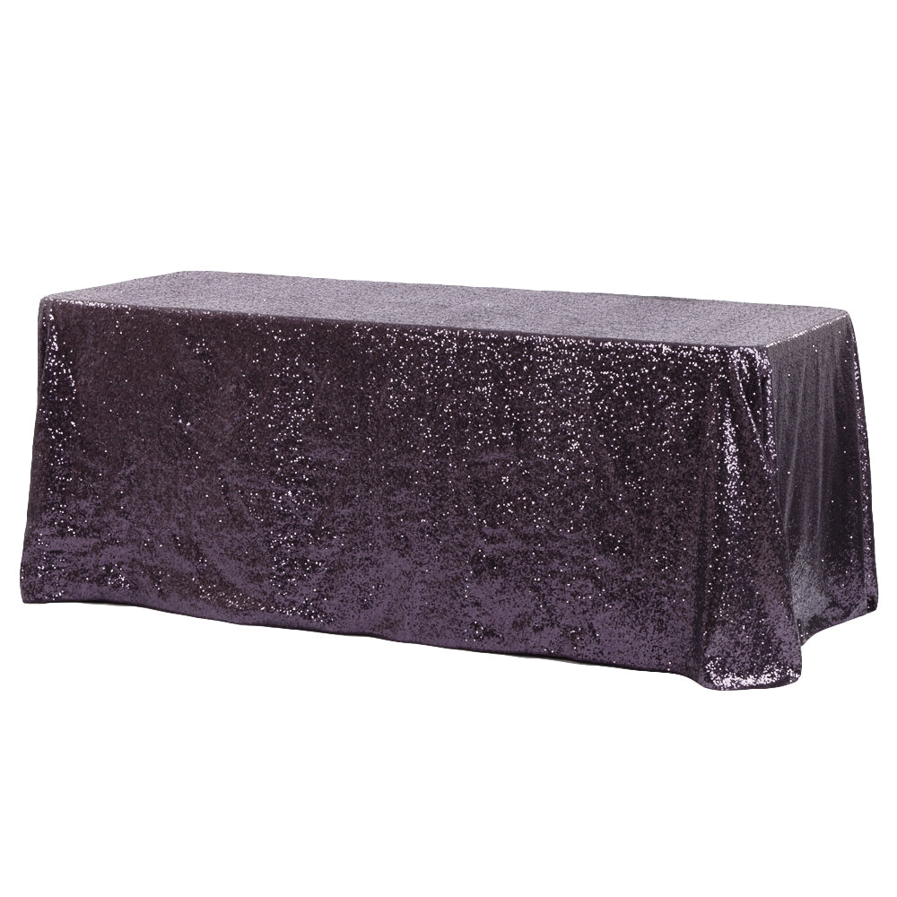 Glitz Sequin 90"x156" Rectangular Tablecloth - Eggplant/Plum - CV Linens
