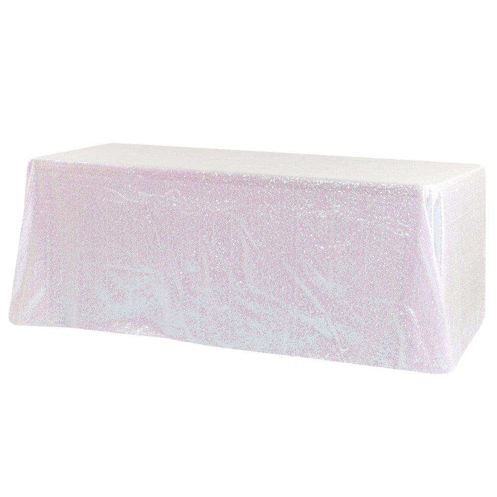 Glitz Sequin 90"x132" Rectangular Tablecloth - Iridescent White - CV Linens