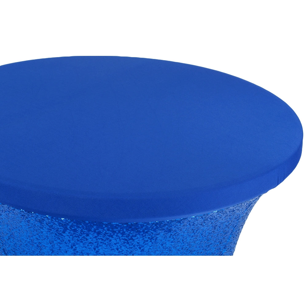 Glitz Sequin Spandex Cocktail Table Cover 30"-32" Round - Royal Blue - CV Linens