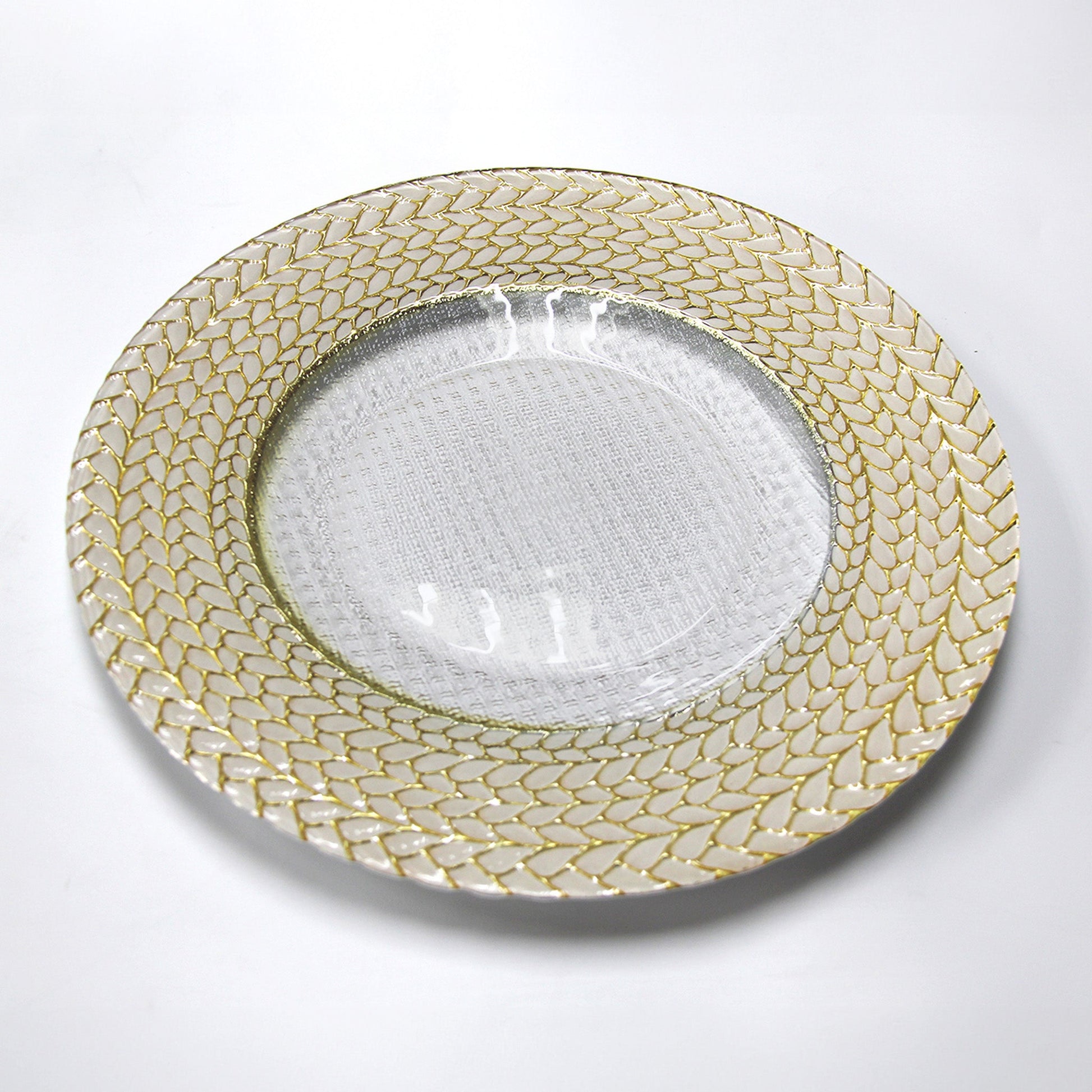 Gold Braided Rim Glass Charger Plate