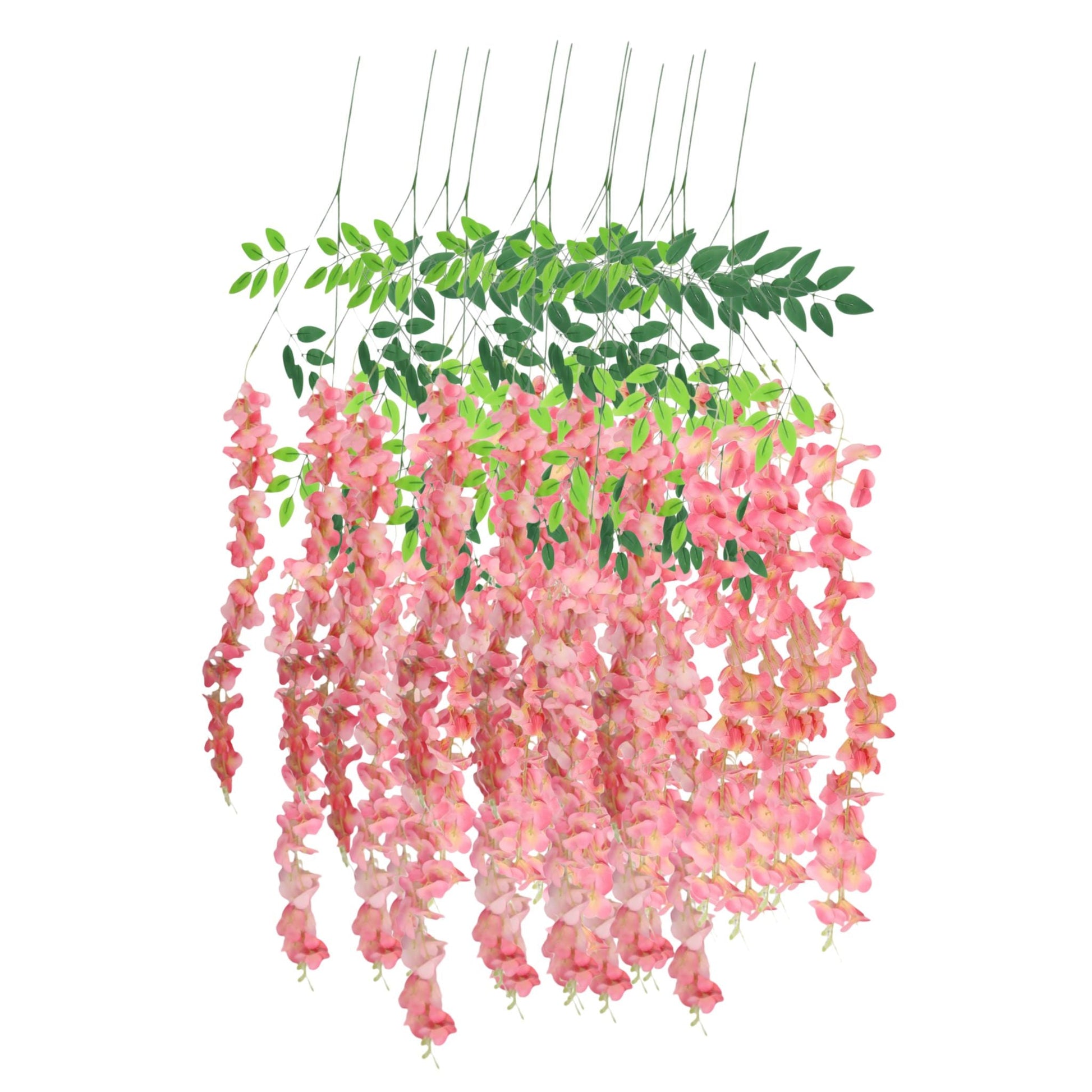 12 Pack Hanging Wisteria Vines Silk Flower Stem - Fuchsia