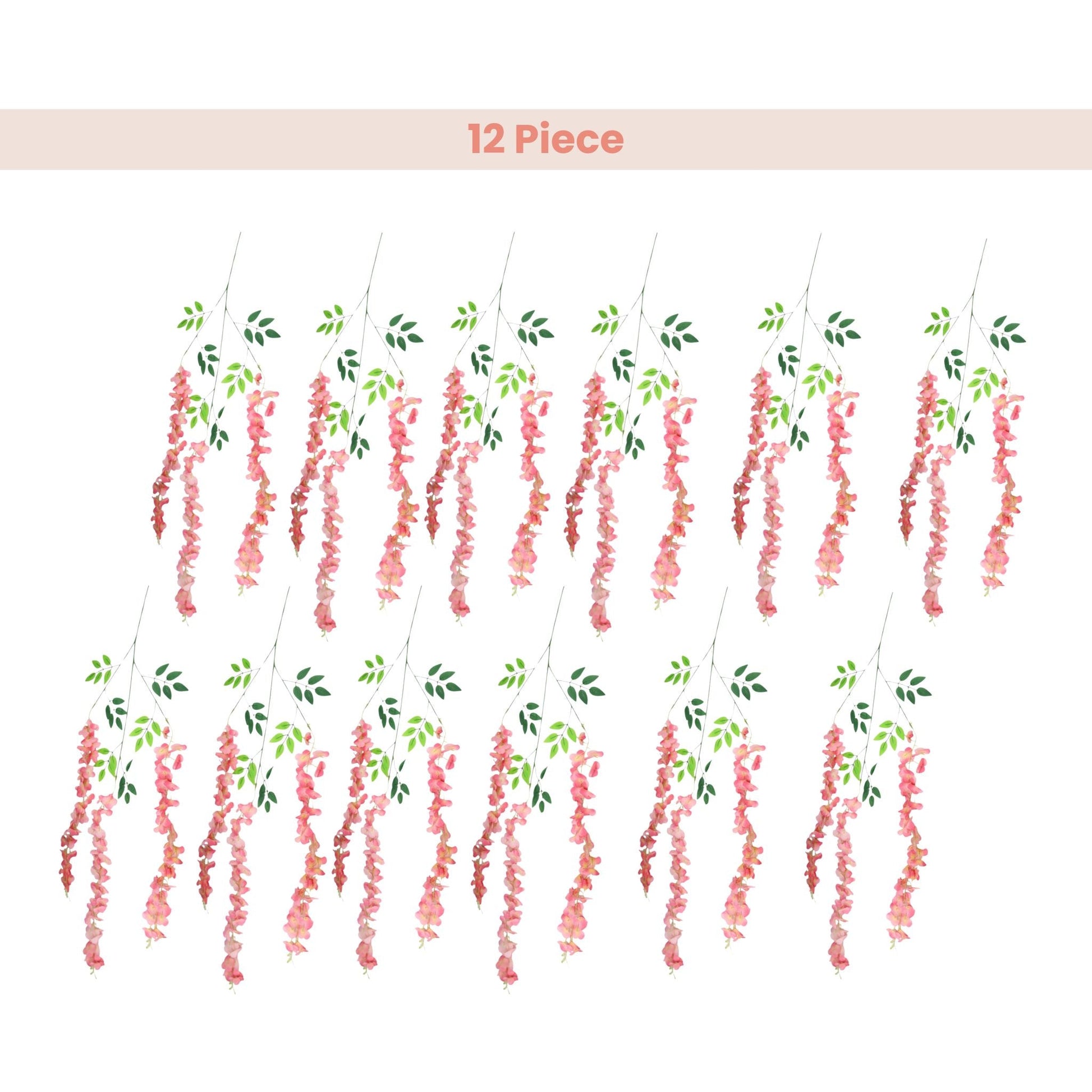 12 Pack Hanging Wisteria Vines Silk Flower Stem - Fuchsia