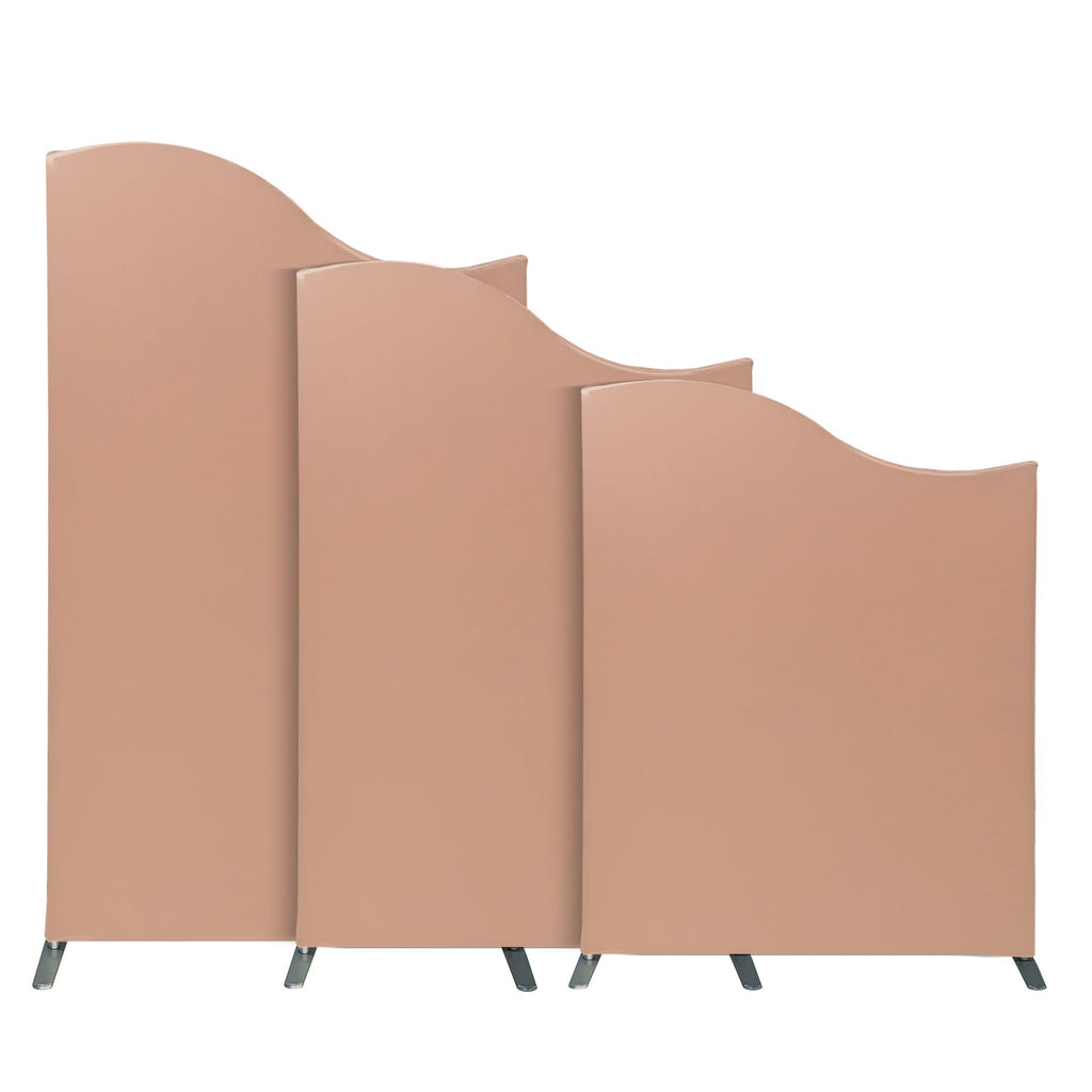Spandex Arch Covers for Heavy Duty Wave Frame Backdrop 3pc/set - Blush/Rose Gold