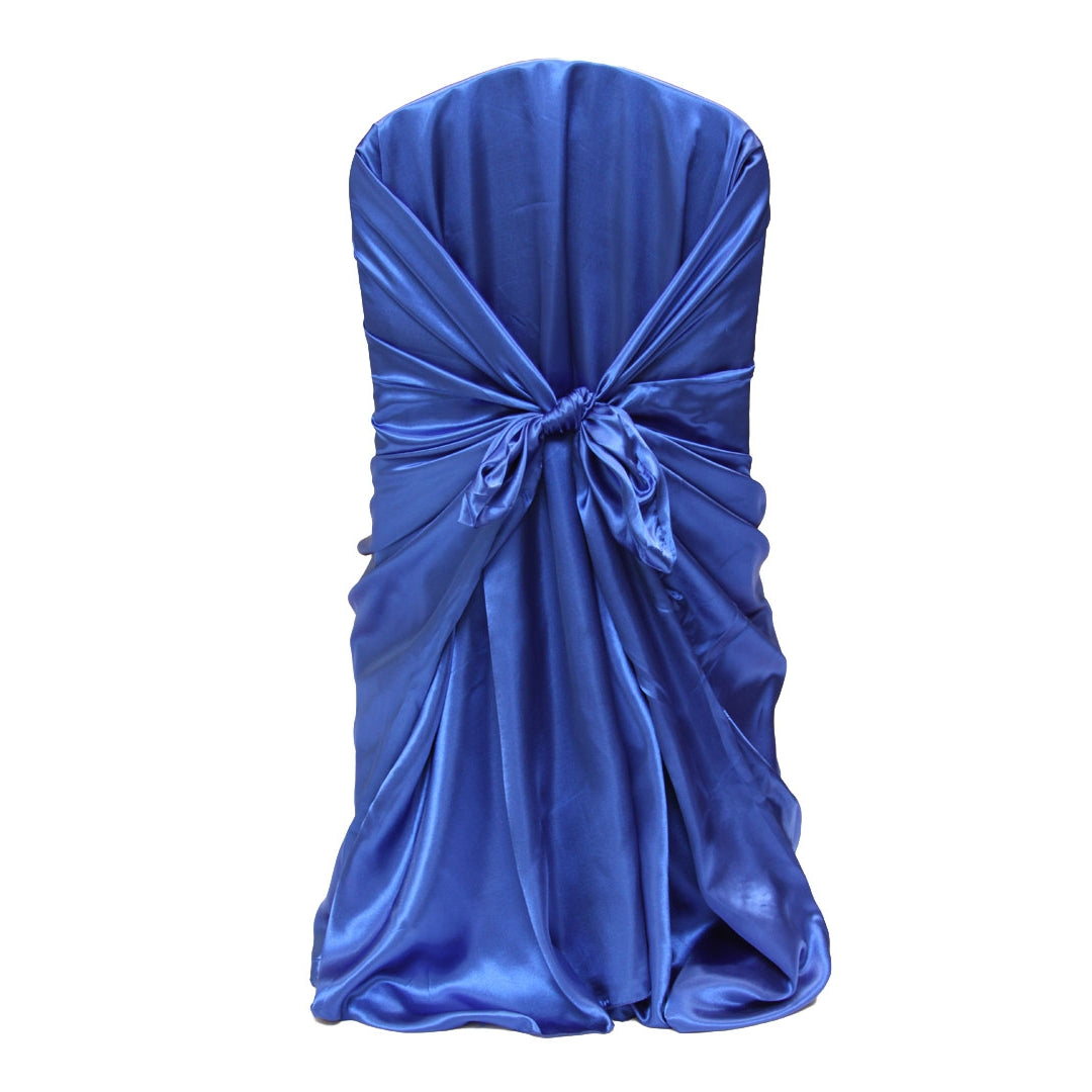 Universal Satin Self Tie Chair Cover - Royal Blue - CV Linens