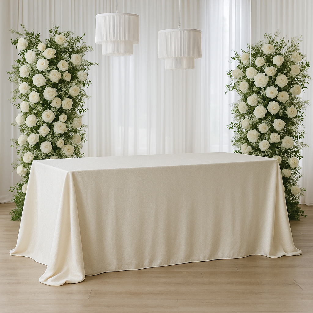 ivory velvet tablecloth
