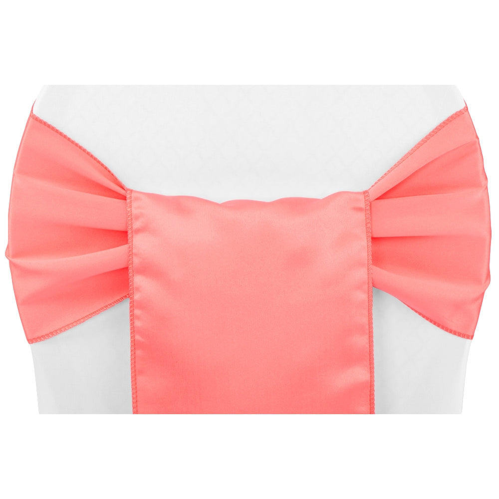 Lamour Satin Chair Sash - Coral - CV Linens
