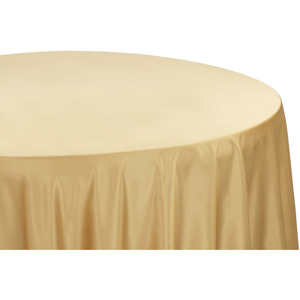 Lamour Satin 132" Round Tablecloth - Gold Antique - CV Linens