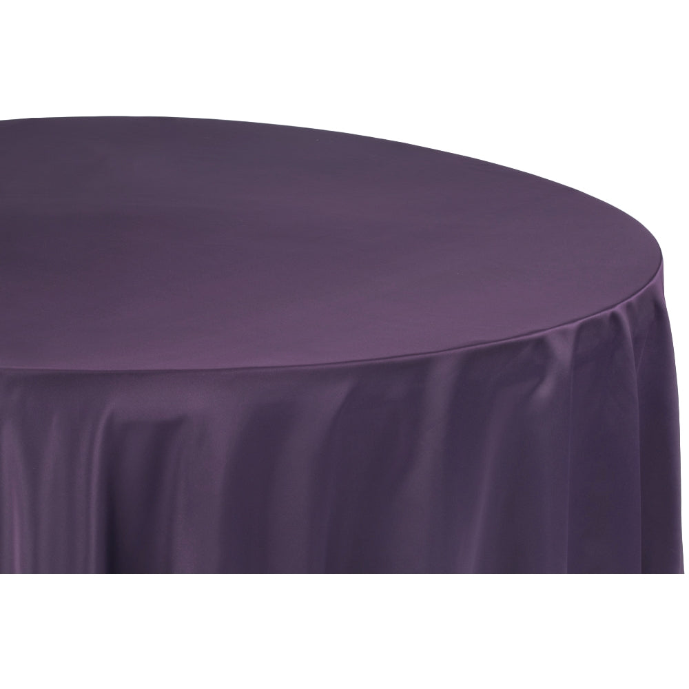 Lamour Satin 120" Round Tablecloth - Eggplant/Plum - CV Linens