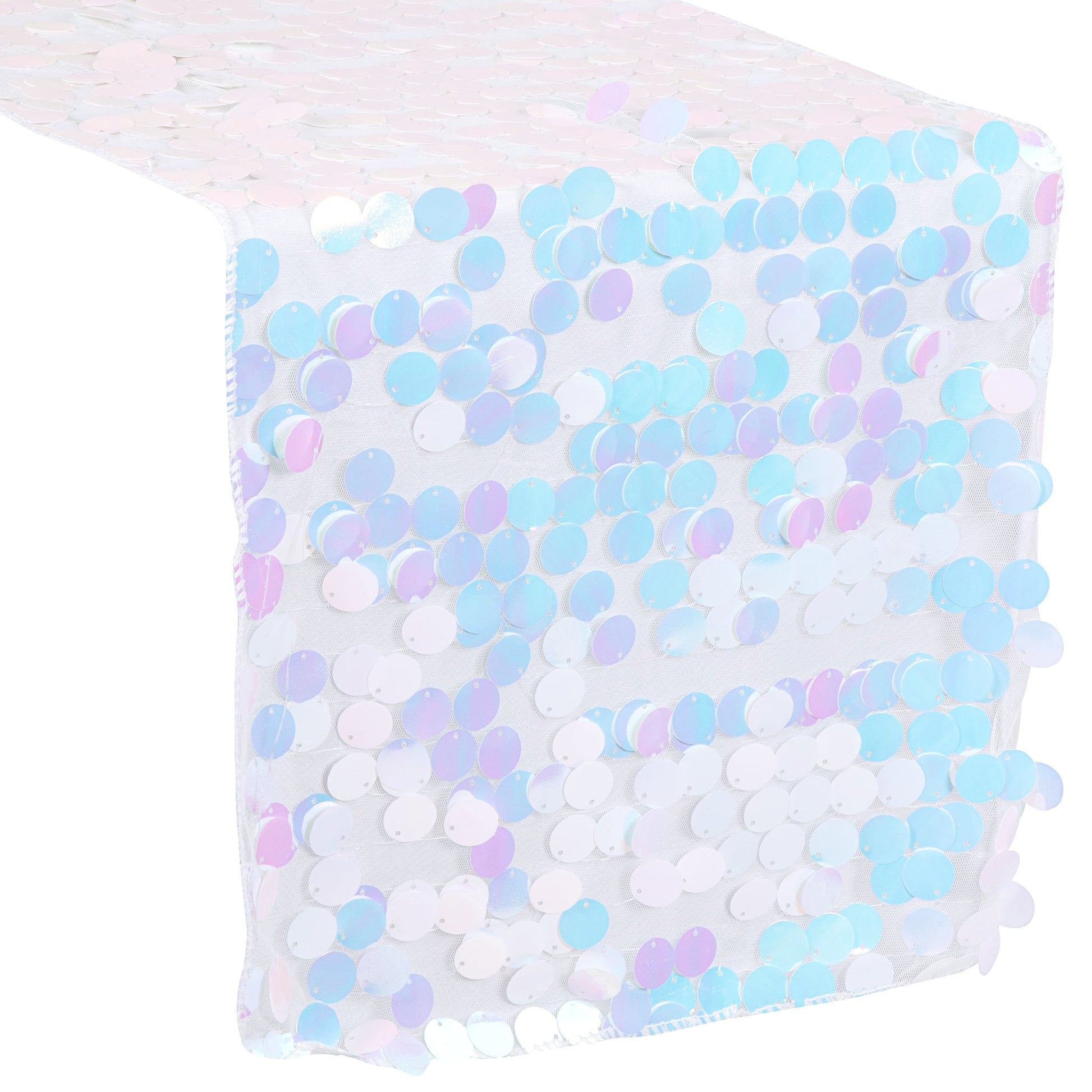 Large Payette Sequin Table Runner - Iridescent White - CV Linens