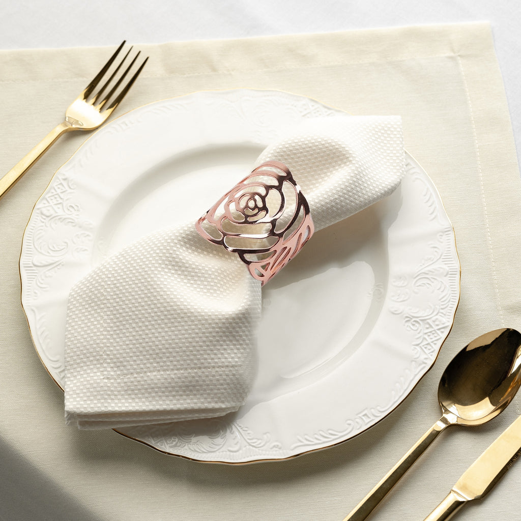 10 pc/pk Laser Cut Rose Metal Napkin Ring - Blush/Rose Gold
