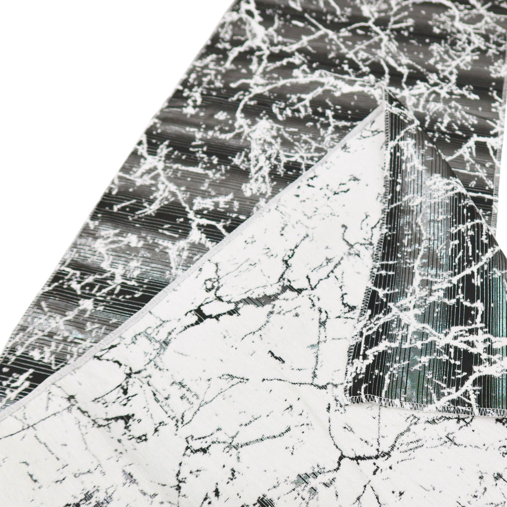 Marble Reversible Jacquard Table Runner - Silver