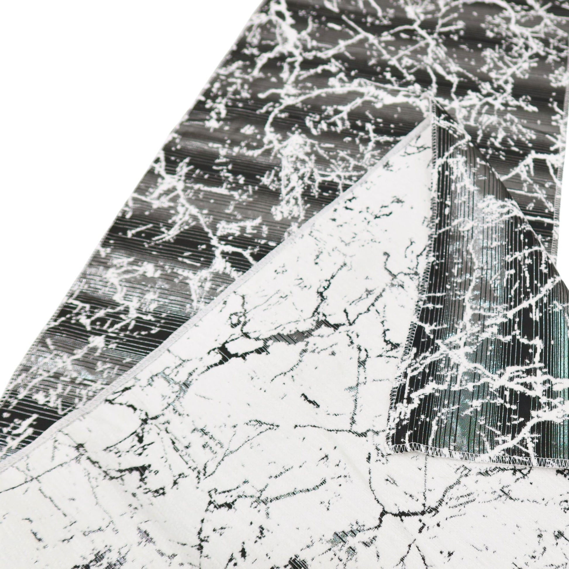 Marble Reversible Jacquard Table Runner - Silver