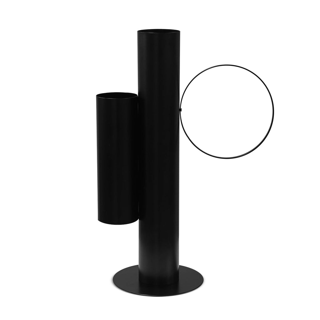 Set of 2 Modern Double Tube Floral Centerpiece Stand - Black