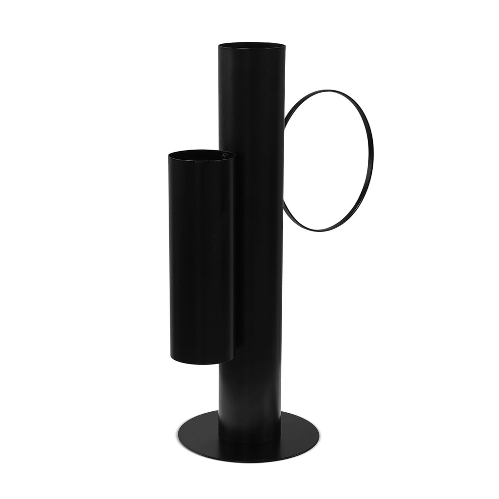 Set of 2 Modern Double Tube Floral Centerpiece Stand - Black
