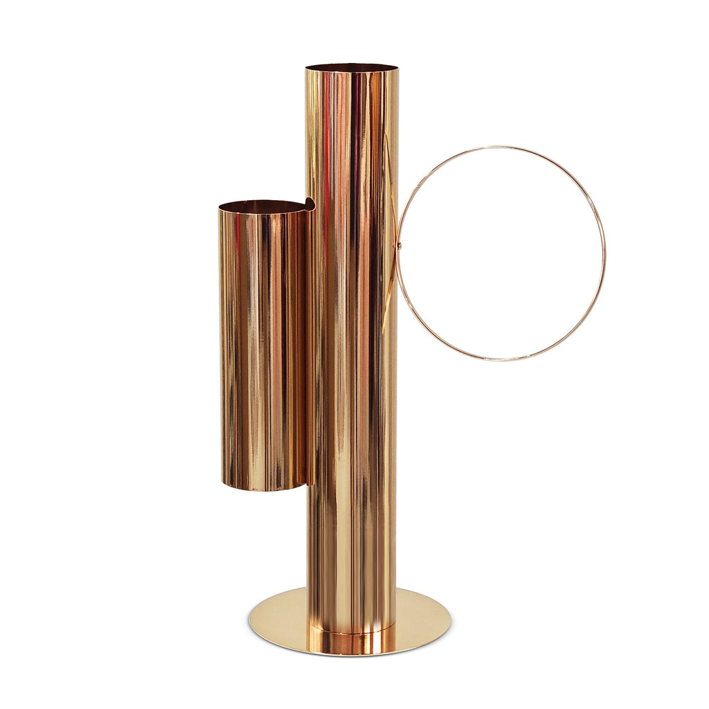 Set of 2 Modern Double Tube Floral Centerpiece Stand - Gold