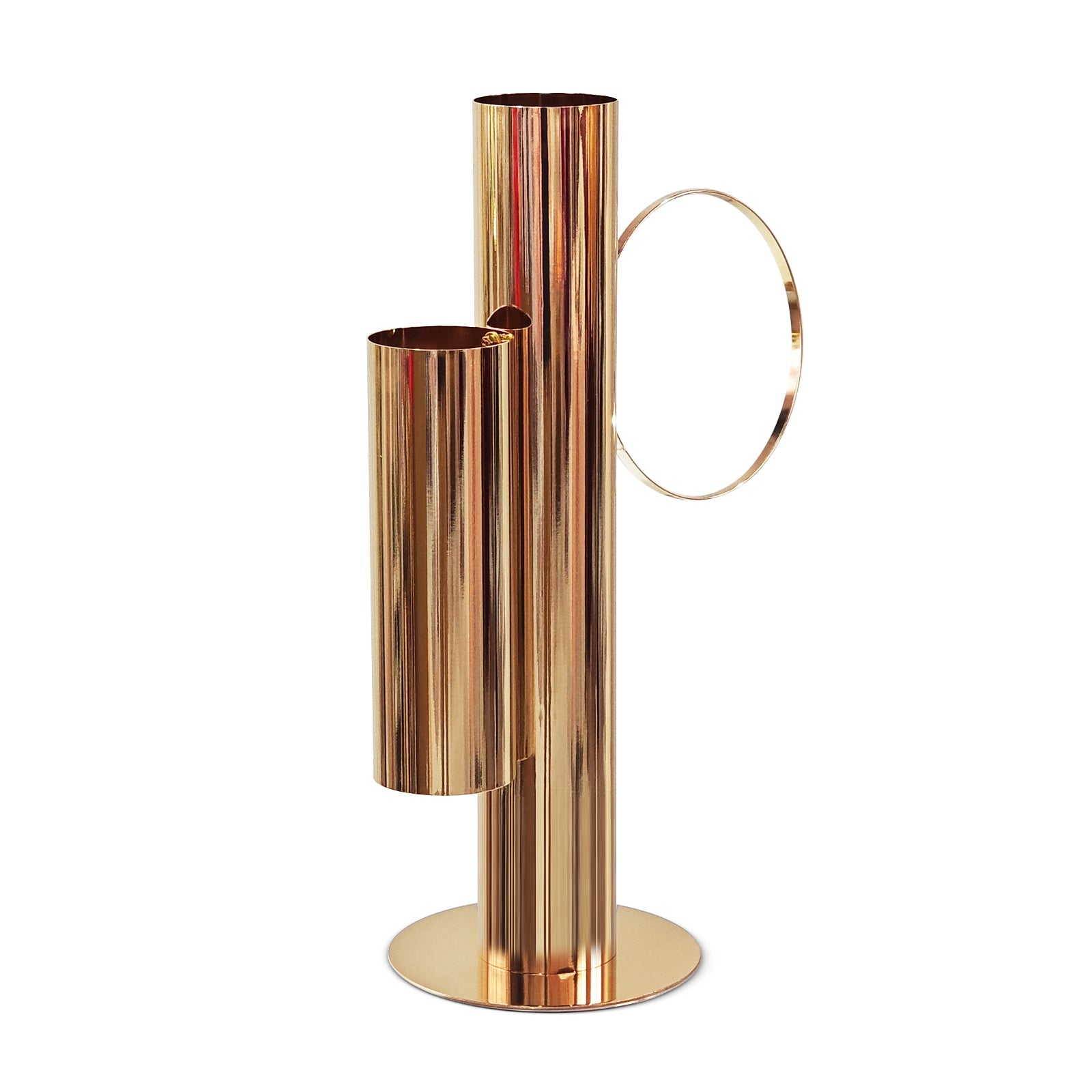 Set of 2 Modern Double Tube Floral Centerpiece Stand - Gold
