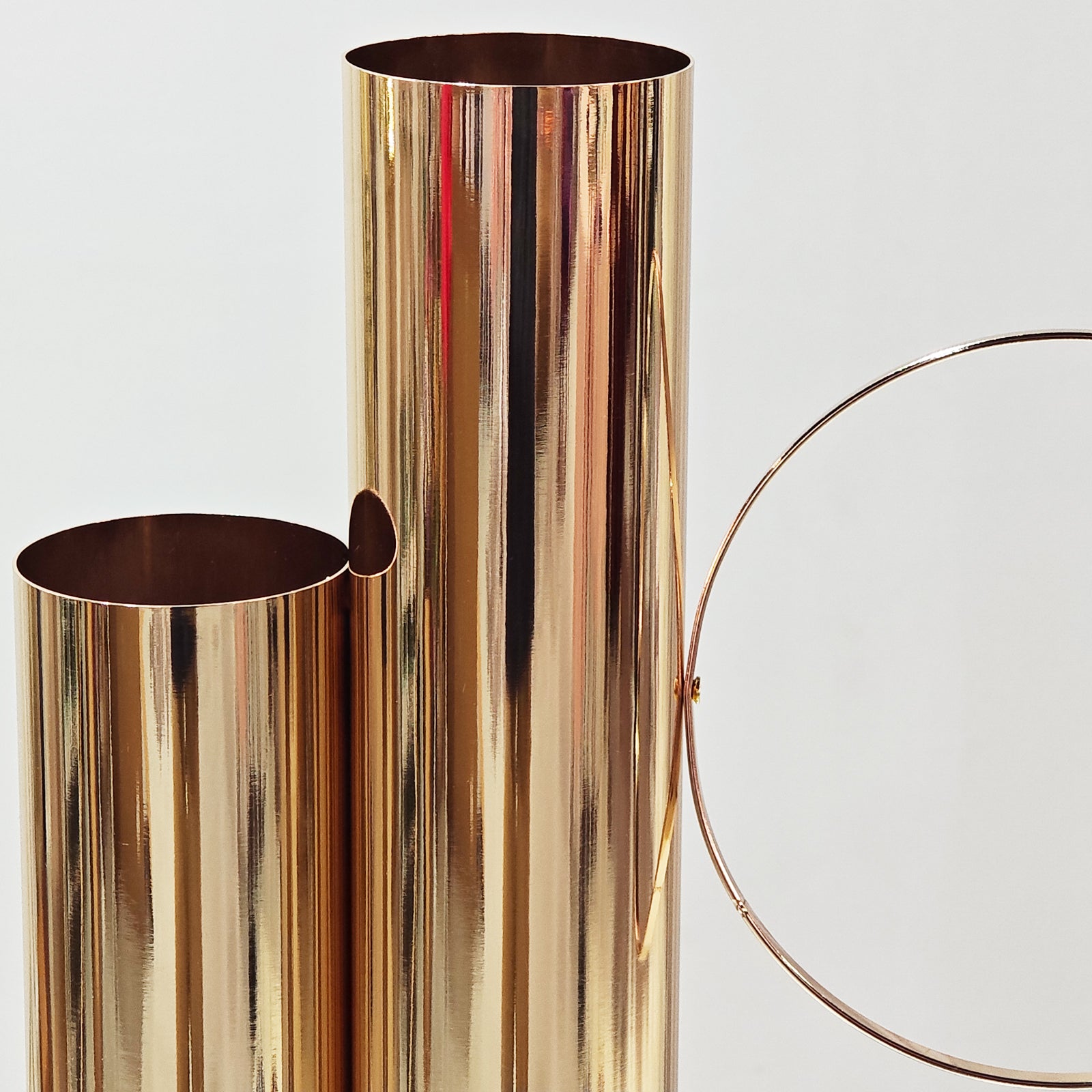 Set of 2 Modern Double Tube Floral Centerpiece Stand - Gold