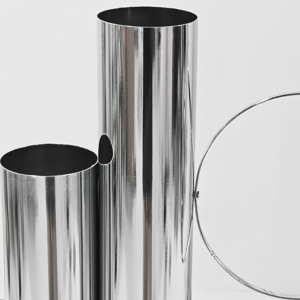 Set of 2 Modern Double Tube Floral Centerpiece Stand - Silver