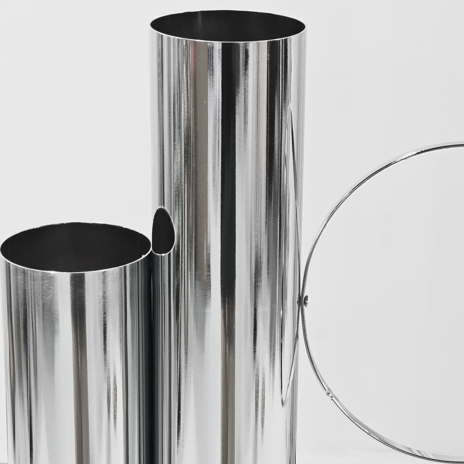 Set of 2 Modern Double Tube Floral Centerpiece Stand - Silver