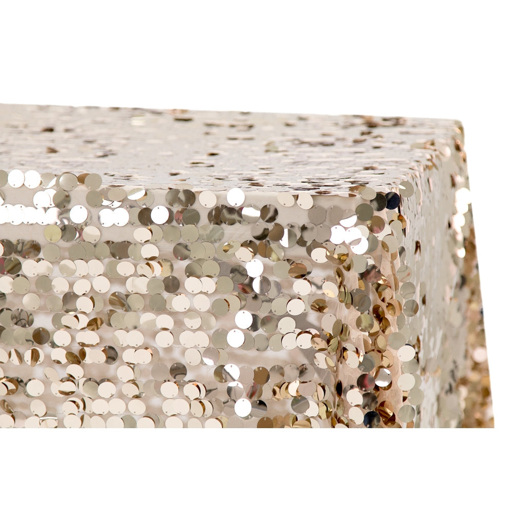 Large Payette Sequin Tablecloth 90"x132" Rectangular - Champagne - CV Linens