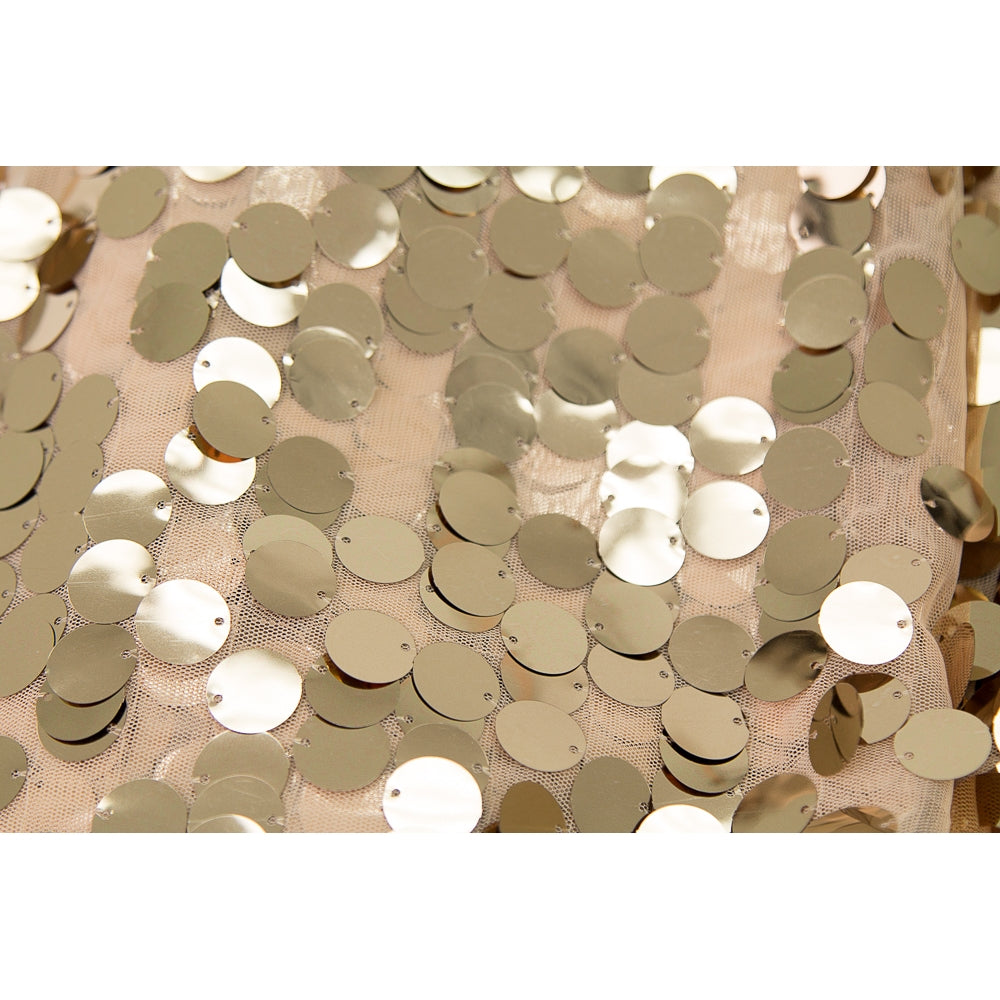 Large Payette Sequin Tablecloth 90"x132" Rectangular - Champagne - CV Linens