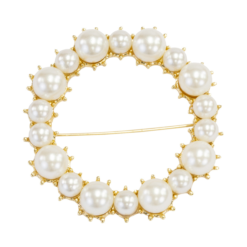 Pearl Buckle Sash Pin - Pearl White - CV Linens