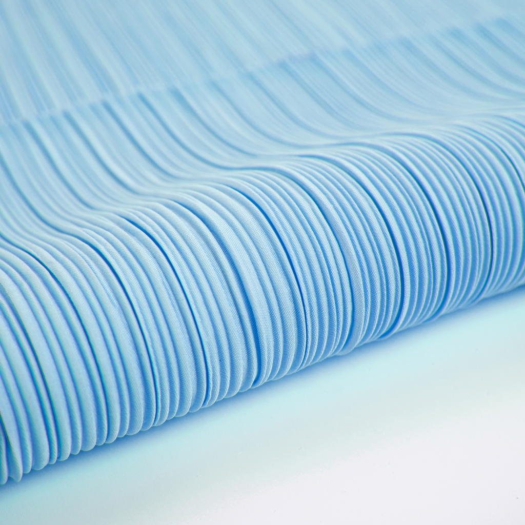 Pleated Crinkle DIY Textured Fabric 10 yards - Baby Blue
