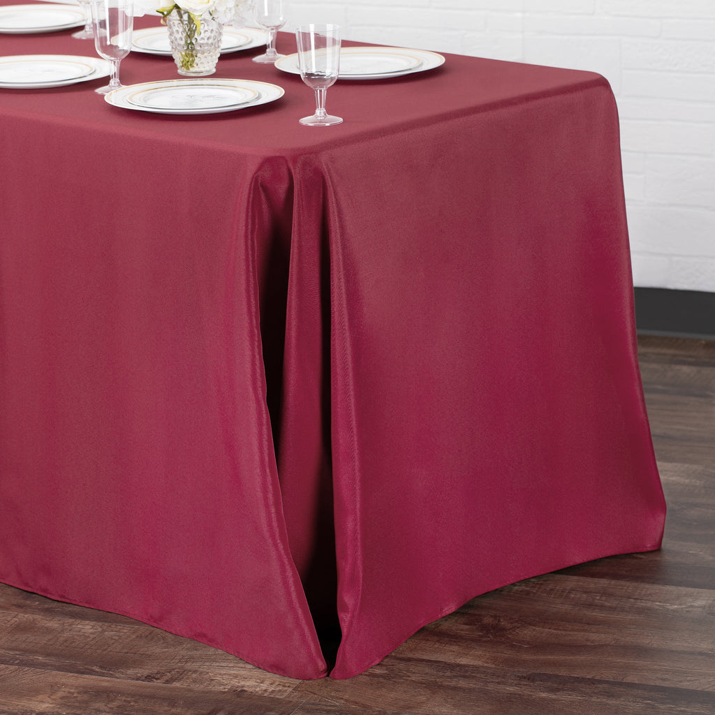 90"x156" Rectangular Oblong Polyester Tablecloth - Burgundy - CV Linens