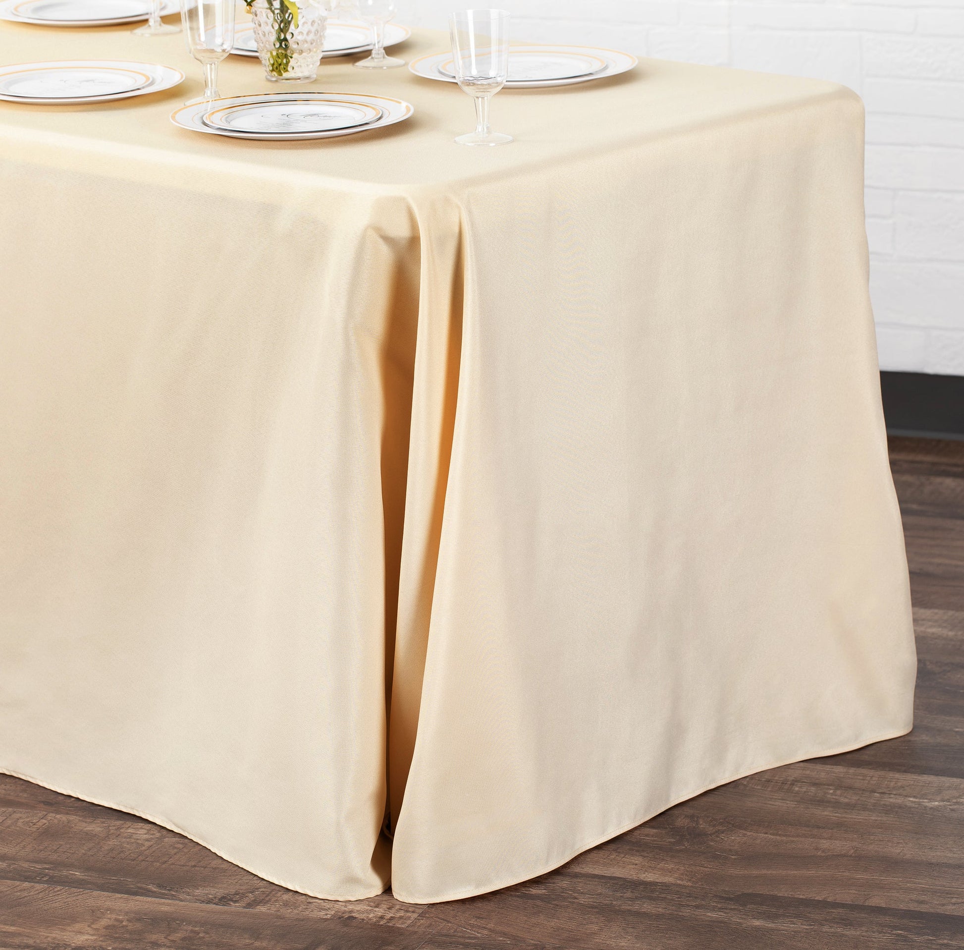 90"x156" Rectangular Oblong Polyester Tablecloth - Nude - CV Linens