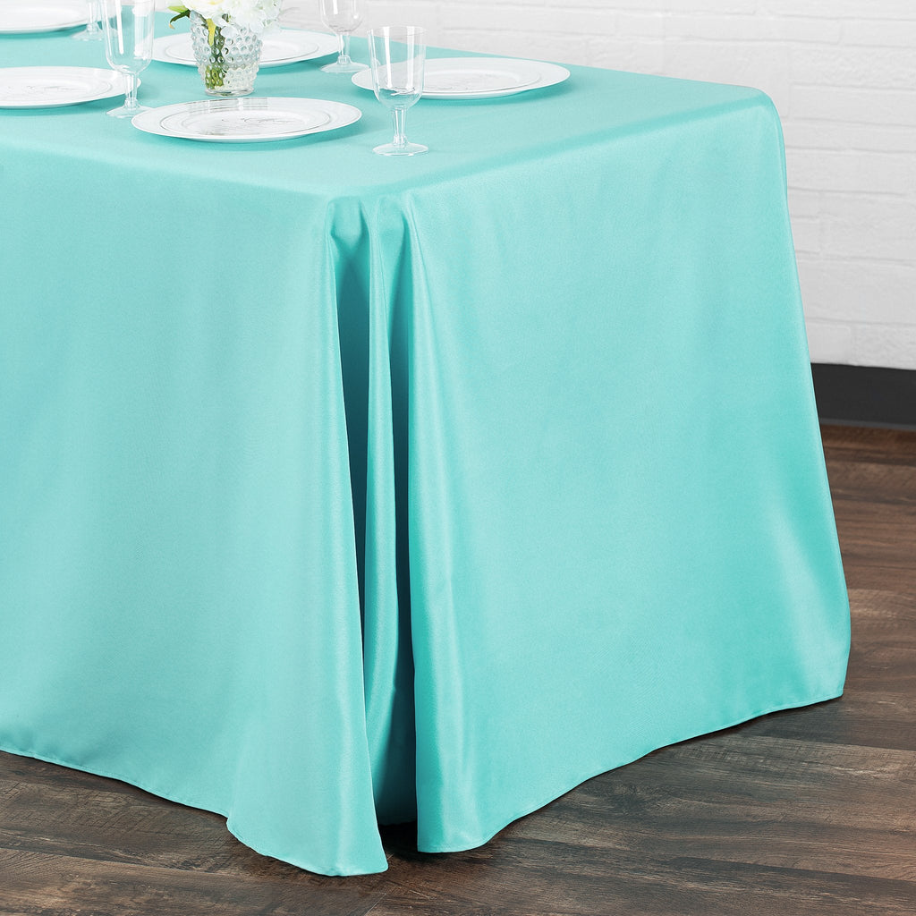 90"x156" Rectangular Oblong Polyester Tablecloth - Turquoise - CV Linens