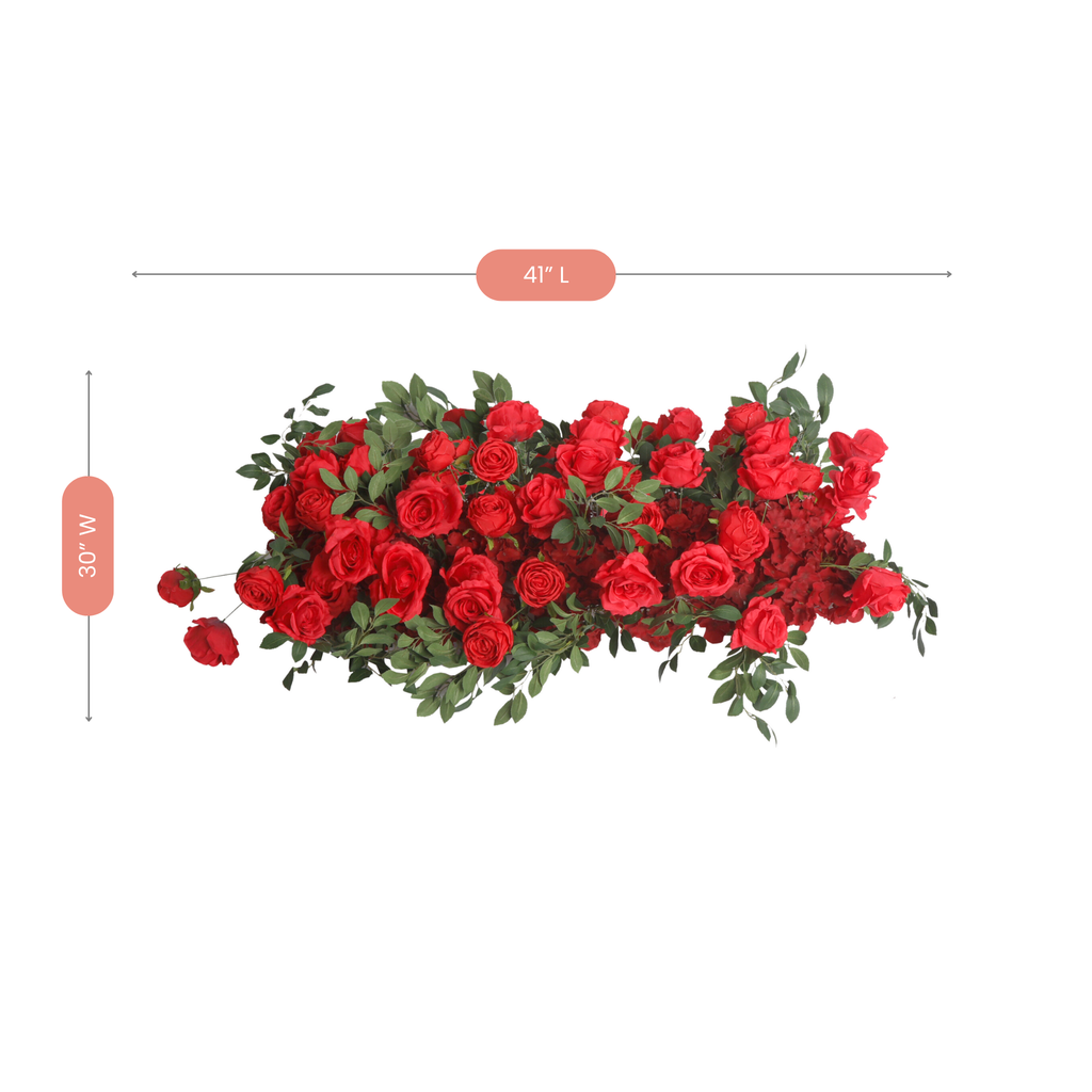 2 pcs/pk Premade Flower Backdrop Arch/Table Runner Decor - Red - CV Linens
