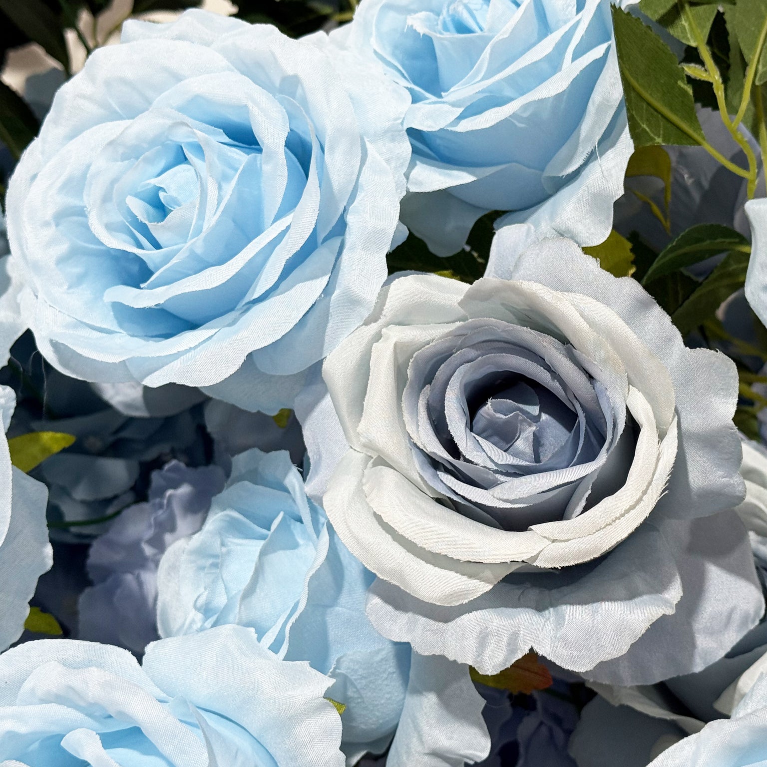 2 pcs/pk Premade Flower Backdrop Arch/Table Runner Decor - Baby Blue