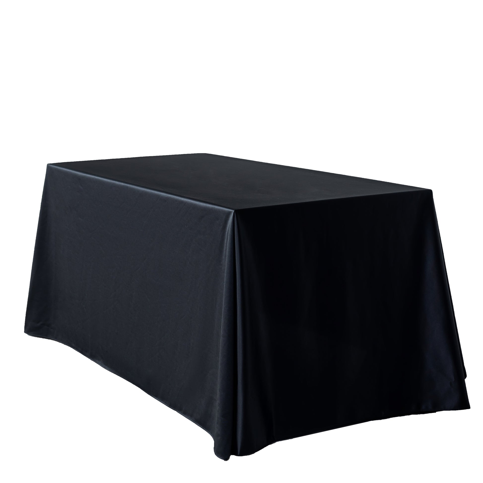 Premium Satin (Wrinkle-Resistant) 90"x132" Rectangular Tablecloth - Black
