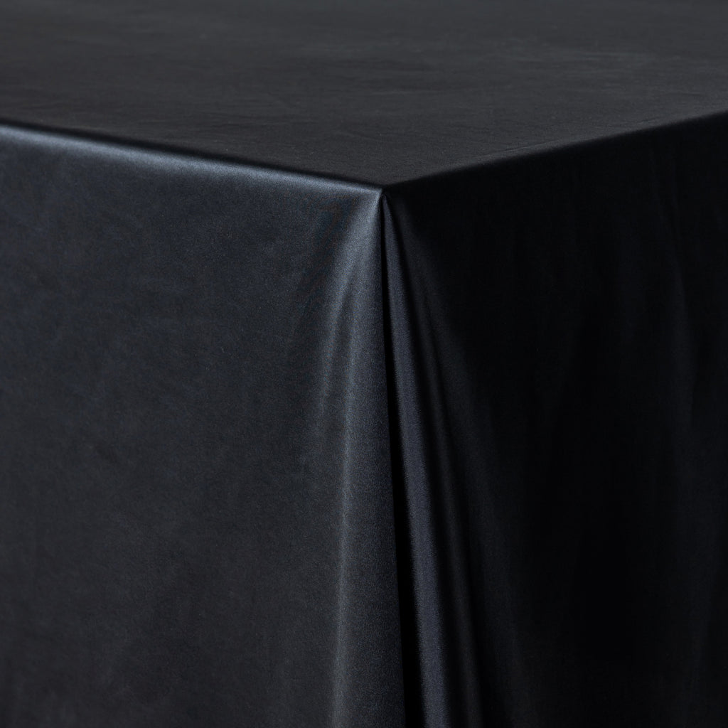 Premium Satin (Wrinkle-Resistant) 90"x132" Rectangular Tablecloth - Black
