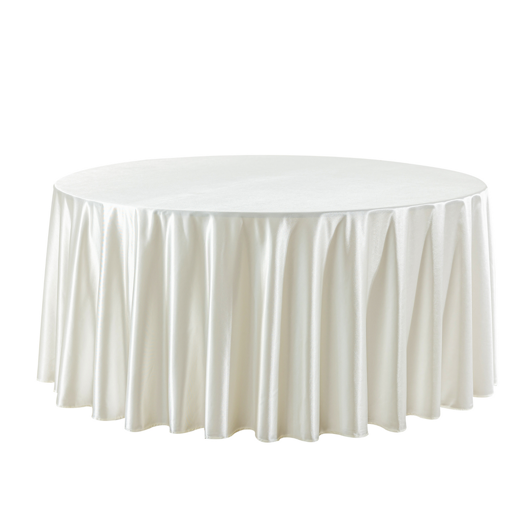 Premium Satin (Wrinkle-Resistant) 132" Round Tablecloth - Ivory