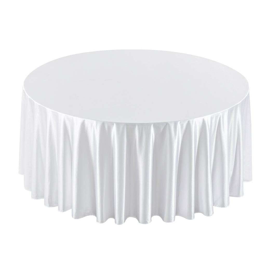 Premium Satin (Wrinkle-Resistant) 120" Round Tablecloth - White