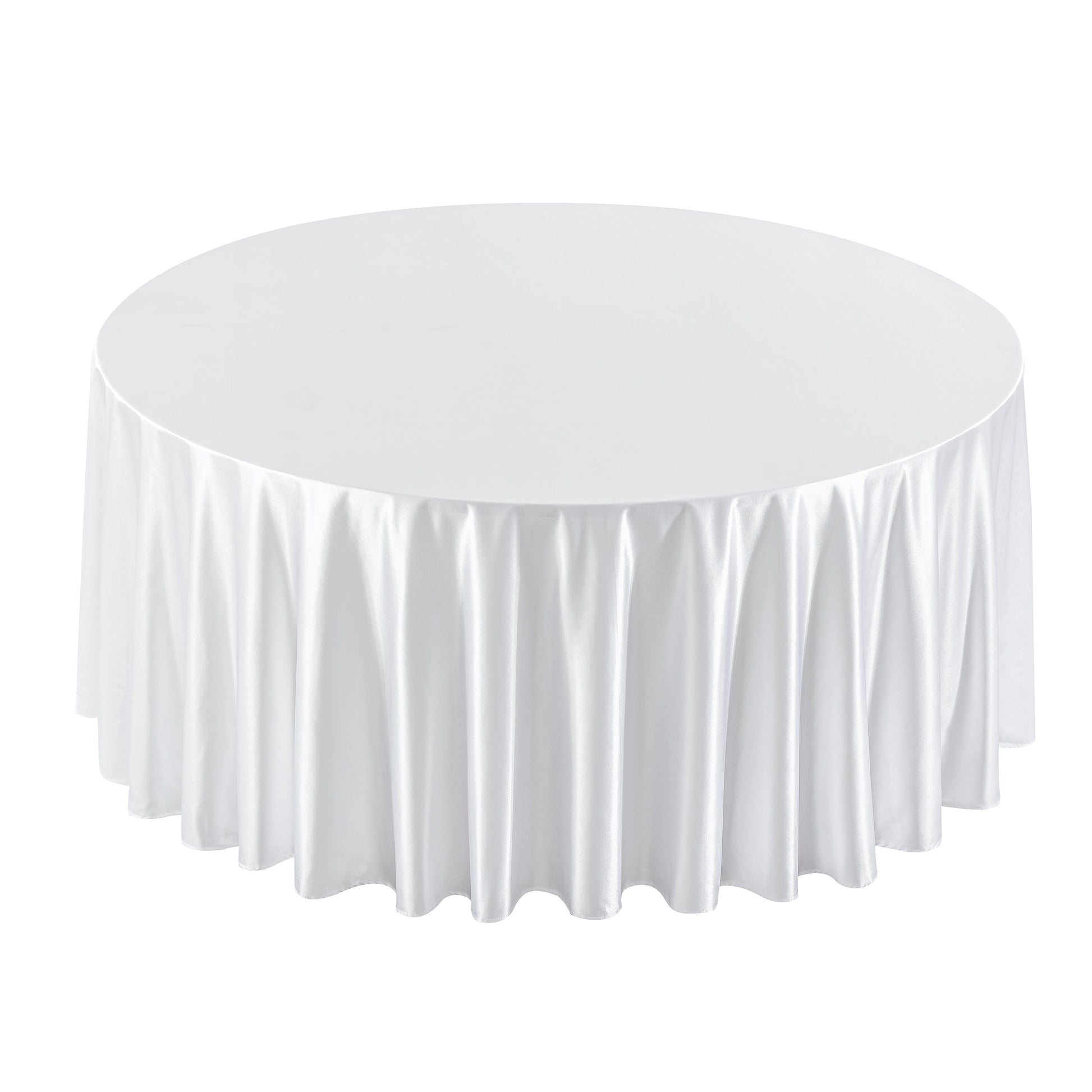 Premium Satin (Wrinkle-Resistant) 120" Round Tablecloth - White