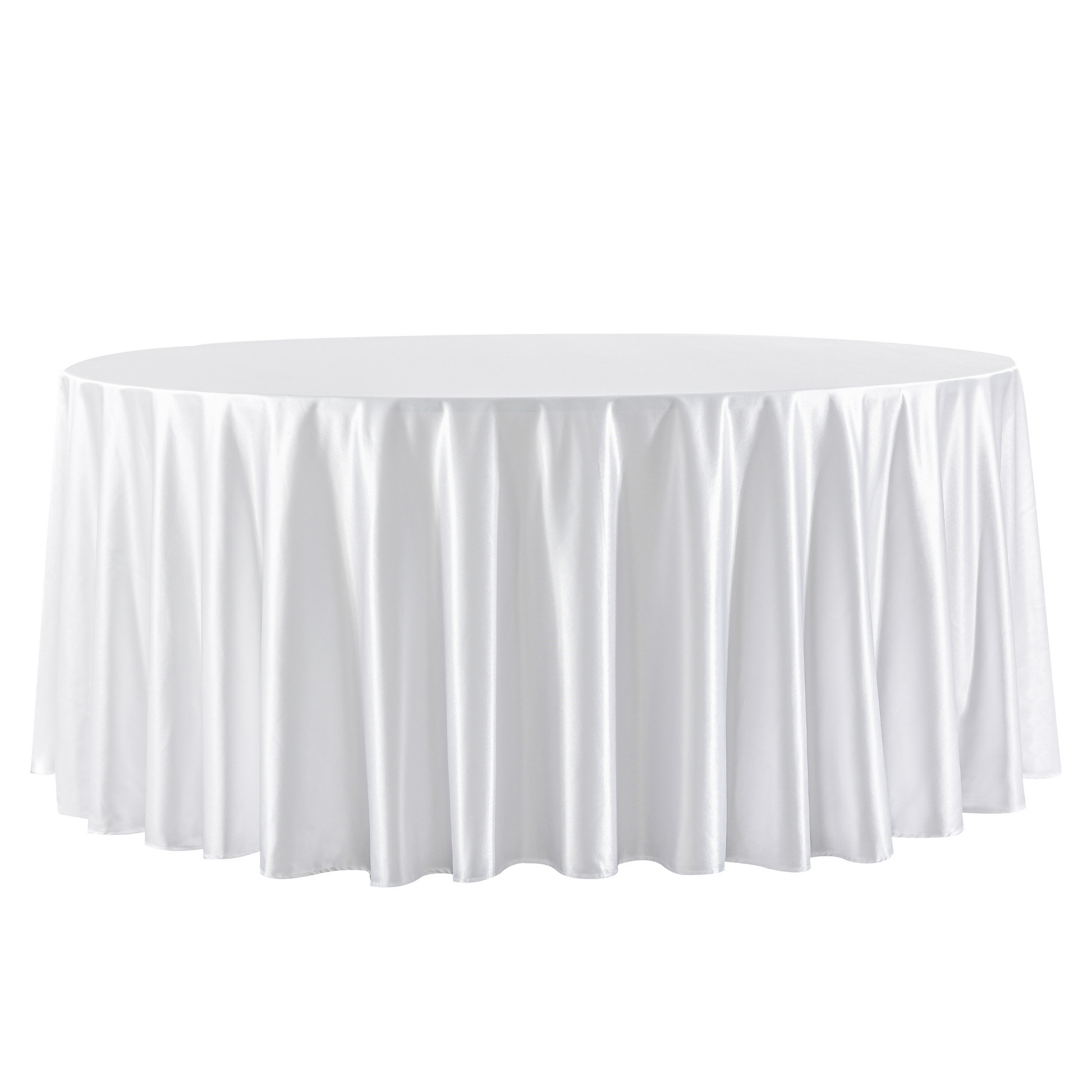 Premium Satin (Wrinkle-Resistant) 120" Round Tablecloth - White
