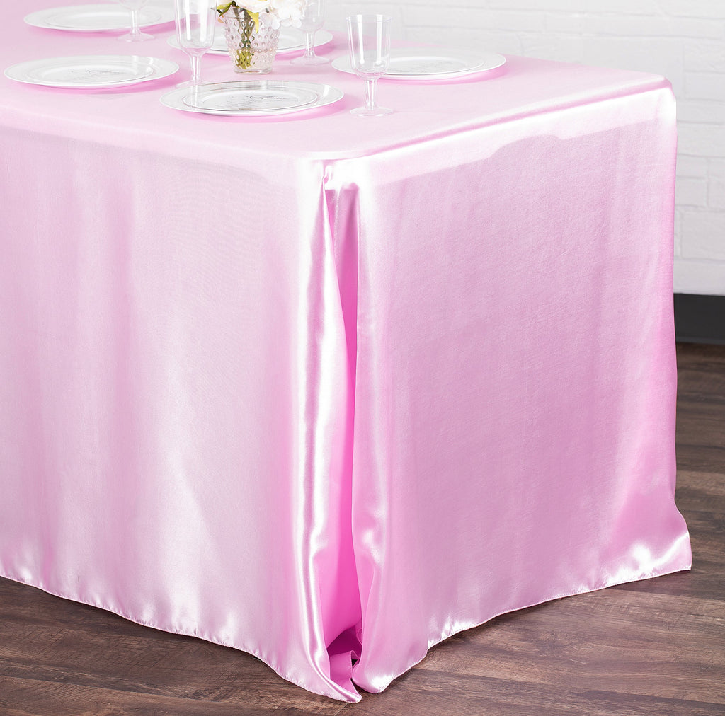 90"x156" Rectangular Satin Tablecloth - Medium Pink