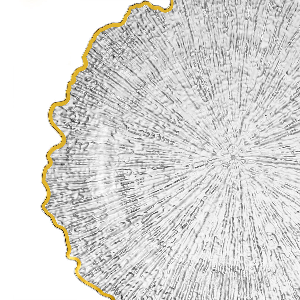 Reef Acrylic Charger Plate - Clear Gold Trim
