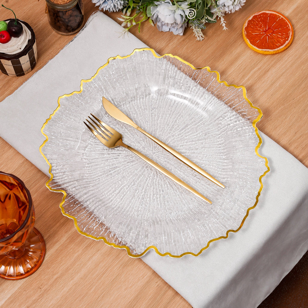 Reef Acrylic Charger Plate - Clear Gold Trim