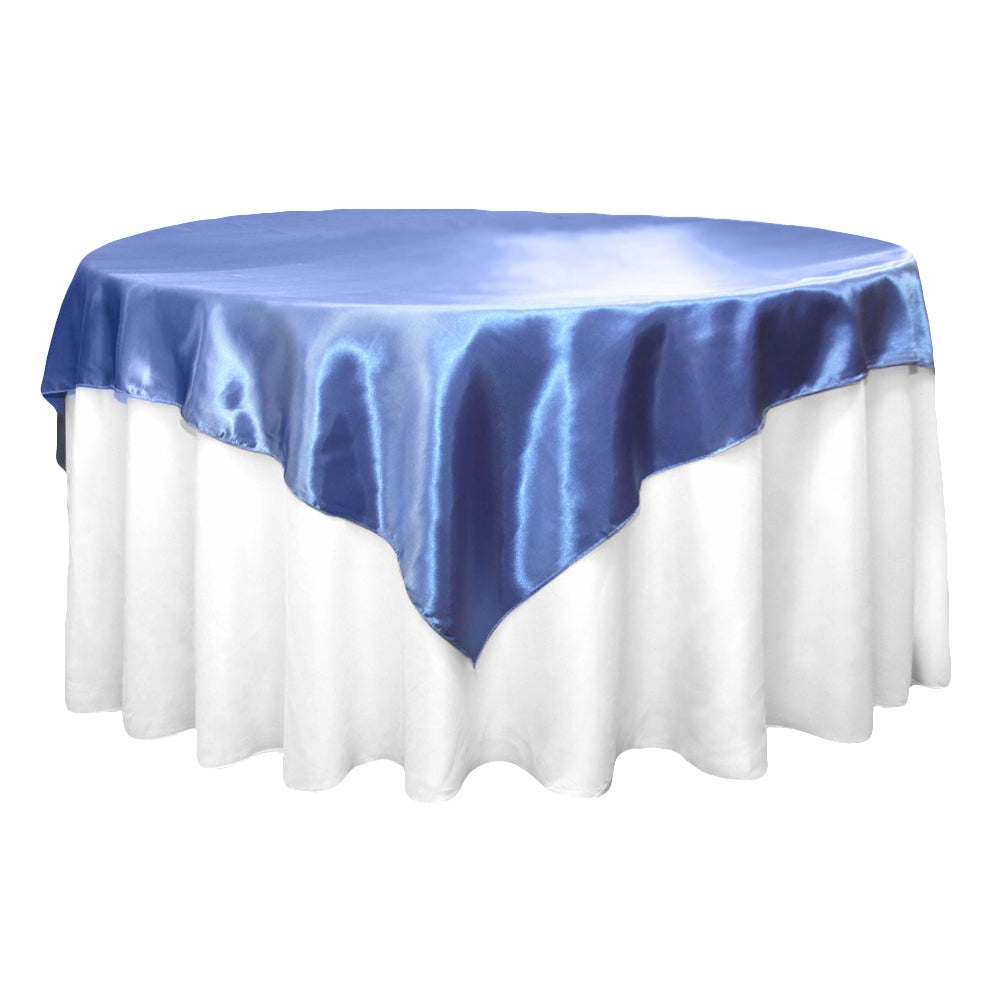Square 72" Satin Table Overlay - Cornflower/Serenity - CV Linens