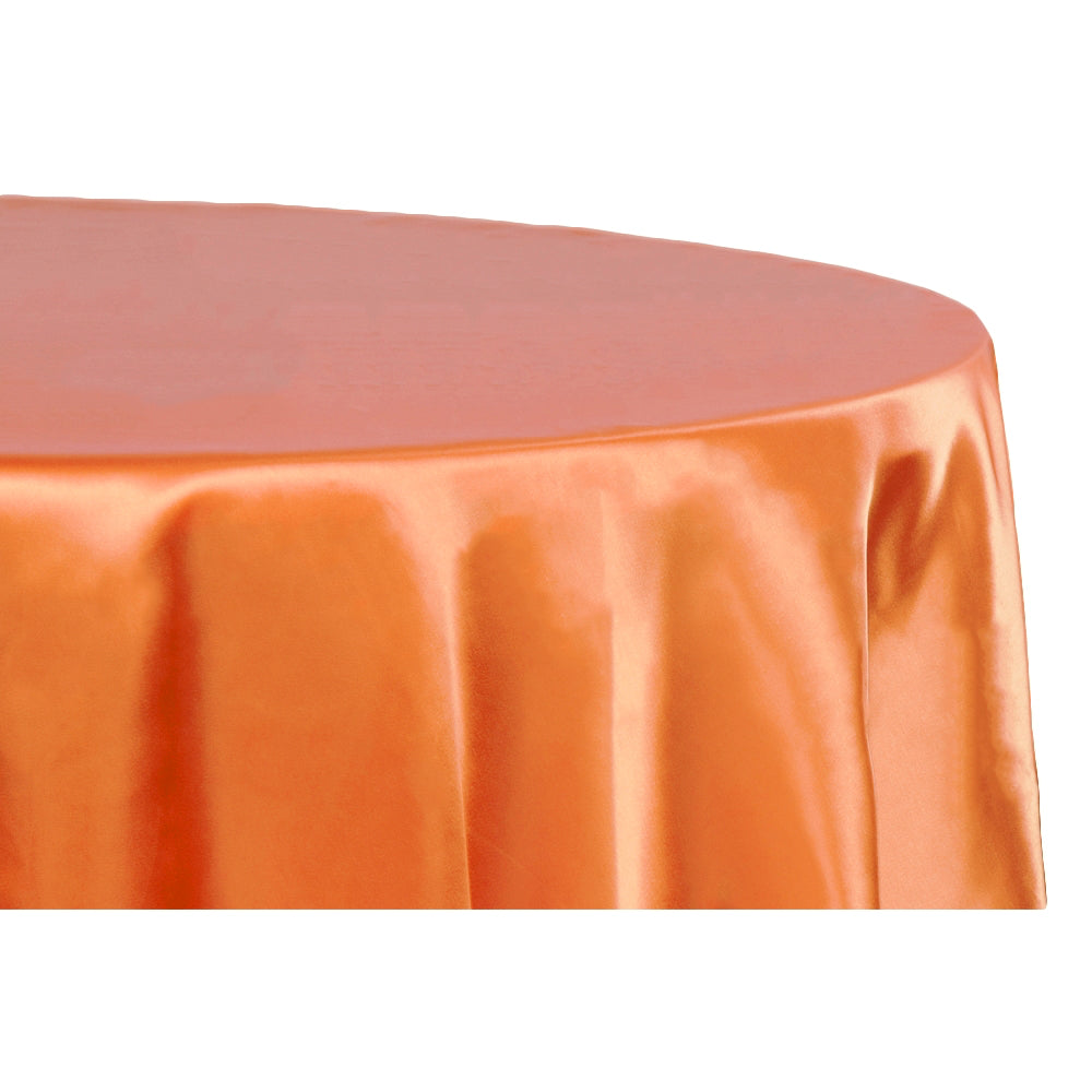 Satin 132" Round Tablecloth - Burnt Orange - CV Linens