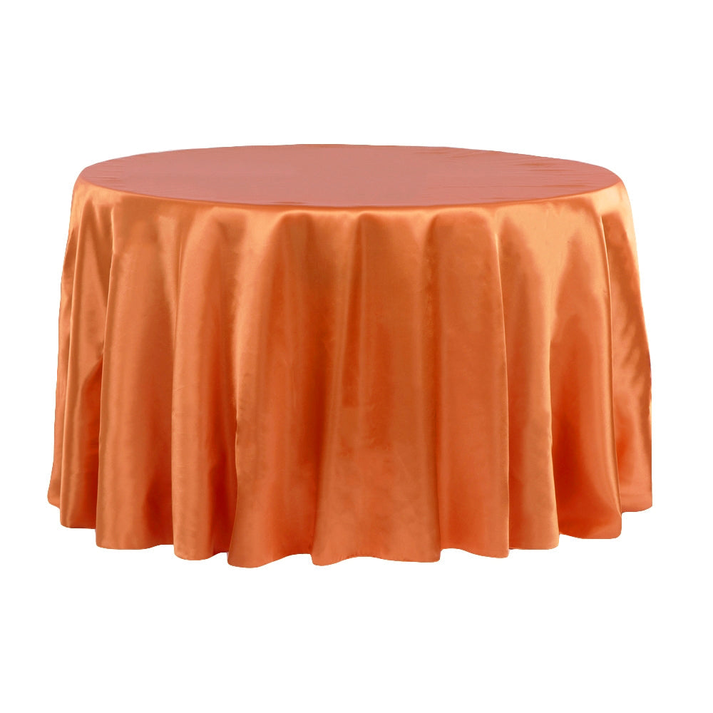 Satin 132" Round Tablecloth - Burnt Orange - CV Linens