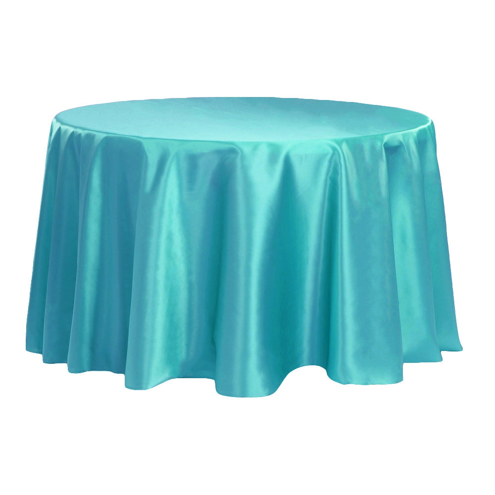 Satin 120" Round Tablecloth - Dark Turquoise - CV Linens