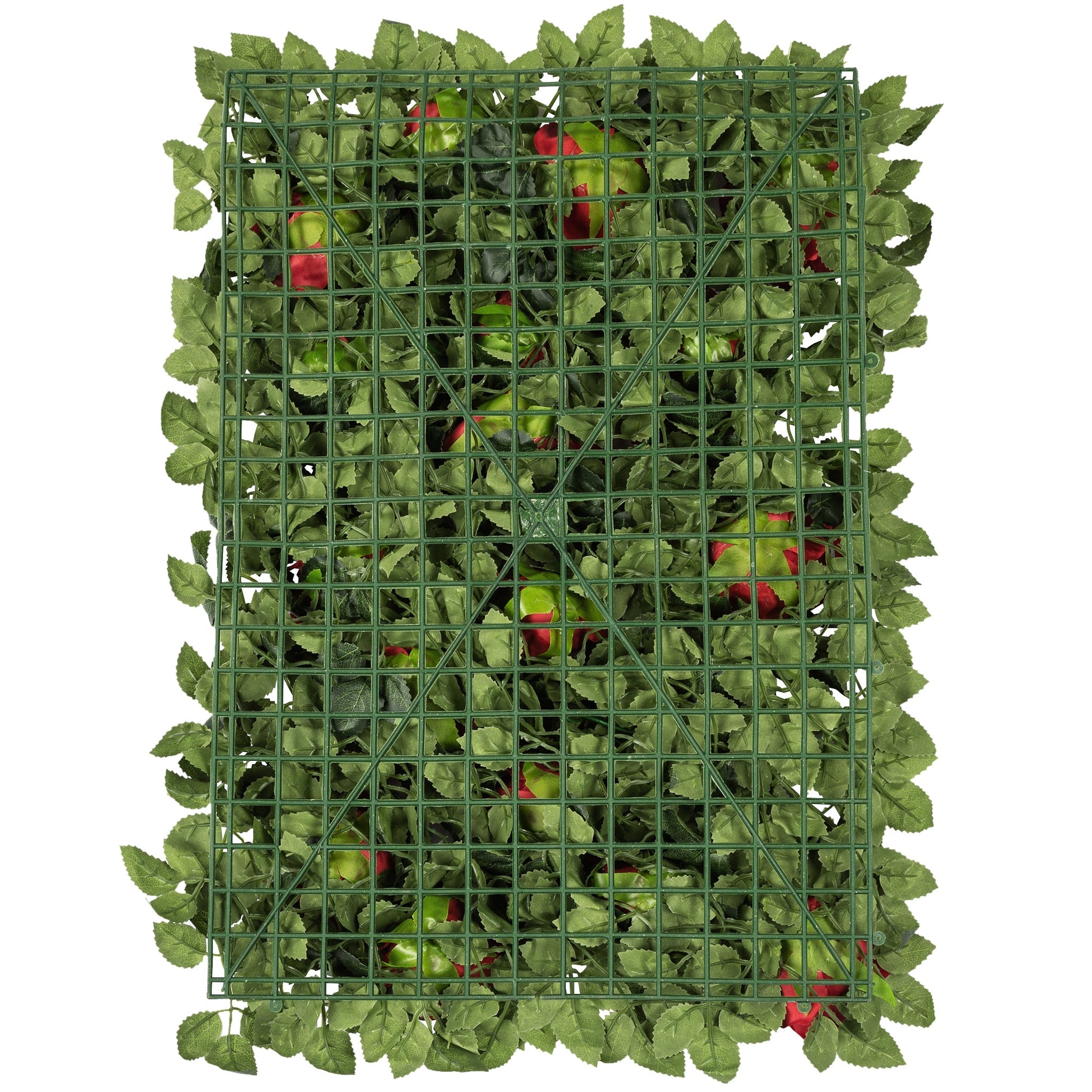 Silk Greenery with Roses Wall Backdrop Panel - Red - CV Linens